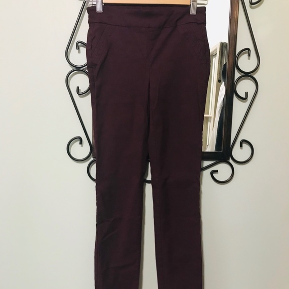 Wine coloured pull on leggings - Picture 2 of 8